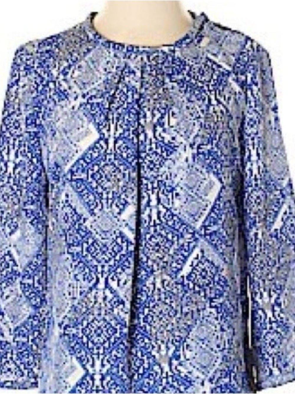 Piperlime Blue and White Geometric Print Blazer